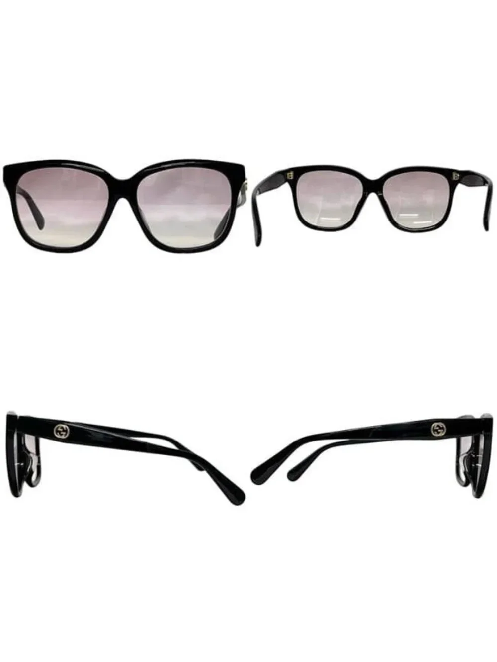 Gucci Sunglasses Black Pink Gradient Interlocking Acetate GG Side Logo Eyewear
